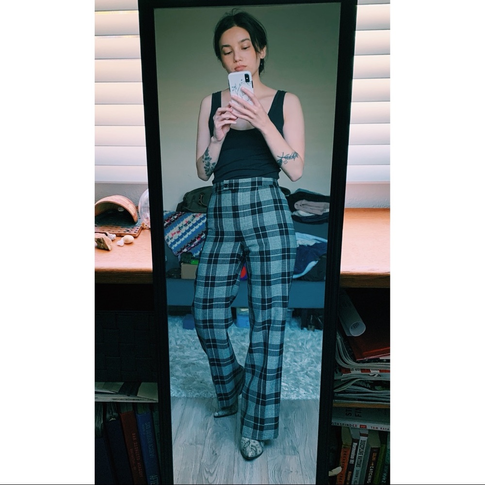 Vintage Plaid Wool Trousers - Picture 1 of 5
